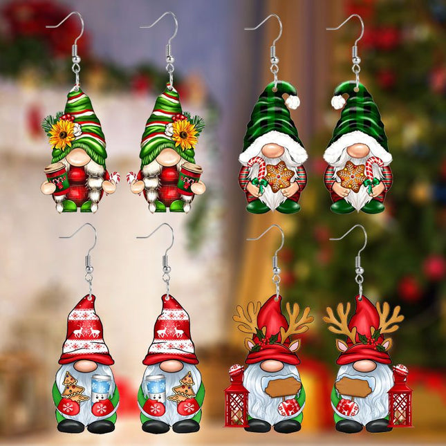 4Pairs Acrylic Earring Set Unique Fun Holiday Fashion Accessories