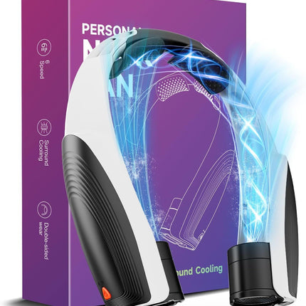 Portable Neck Fan with 6 Powerful Speeds, 8000mAh Battery Operated