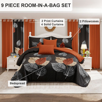 9 Piece Soft All-Season Washed Microfiber Cover Set ,