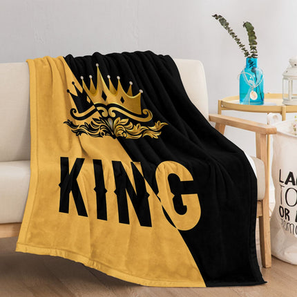 King with Crown Blanket Flannel Soft Plush Fleece Towel Quilt for
