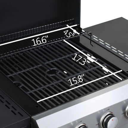 3-Burner Propane Gas BBQ Grill, SS Plancha, 36900BTU Output With Wire