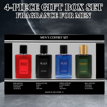 4-Piece Set, Men's Eau De Toilette Spray Gift Box, Long Lasting