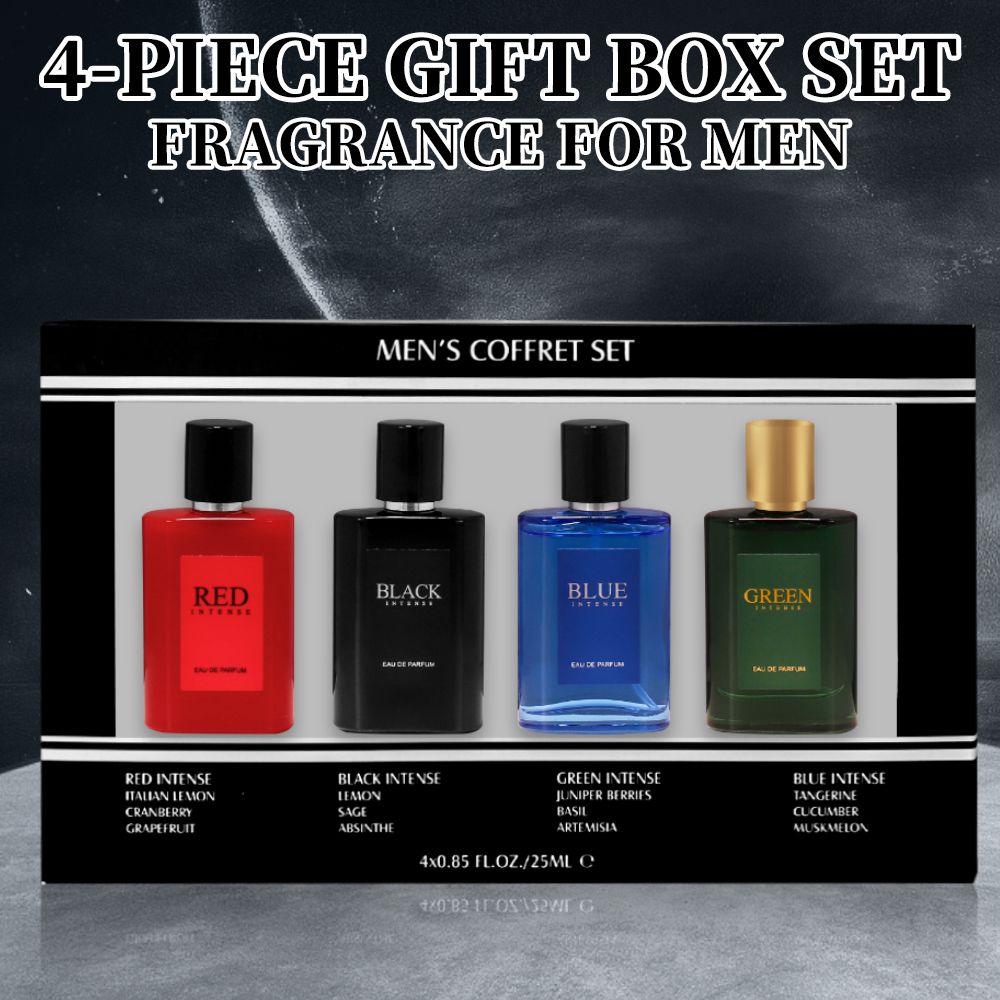 4-Piece Set, Men's Eau De Toilette Spray Gift Box, Long Lasting