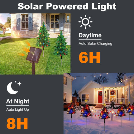 Christmas Tree Lights Solar Powered 2 Pack - 37.4in 100 LEDs 8 Modes,