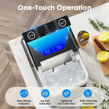 Countertop Ice Maker with Handle, 26lbs/24H Portable Ice Machine, 9