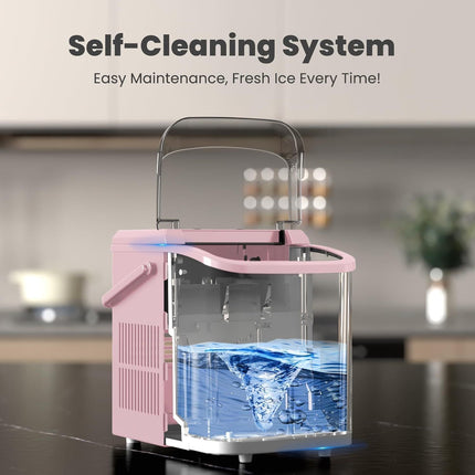 Countertop Ice Maker with Handle, 26lbs/24H Portable Ice Machine, 9