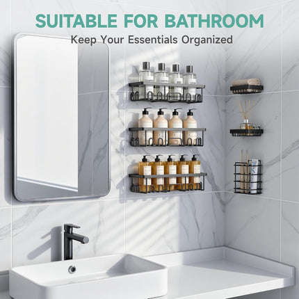 Shower Caddy 6-Pack, Advanced Rustproof Design, No Drilling Adhesive