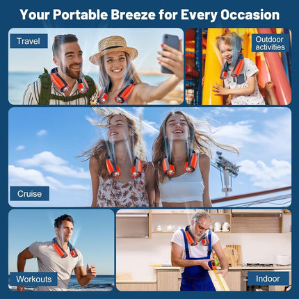 Portable Neck Fan with 6 Powerful Speeds, 8000mAh Battery Operated