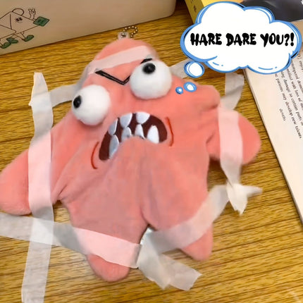 Grumpy Starfish, Pink Kicking Starfish Plush Pendant, Funny Spoofing