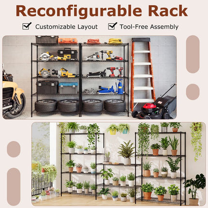 5-Tier Metal Storage Shelving Unit with V-Shaped Wire Rack