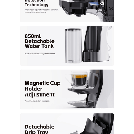 PSH17  4-in-1 Capsule Coffee Maker with 1400W Power, 20Bar Pressure,