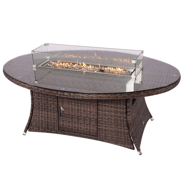Direct Wicker Outdoor Rattan 50,000BTU Propane Gas Fire Pit Table