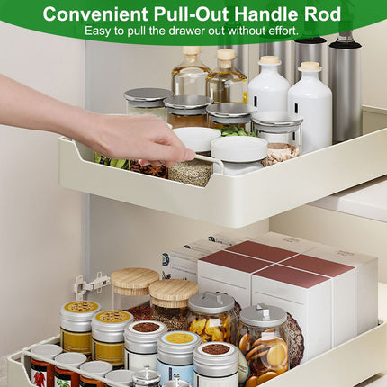 2Pcs Pull Out Cabinet Organizers Sliding Shelf Spice Rack Carbon Steel