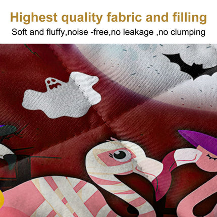 3 Pieces Halloween Quilt Set,Lightweight Pink Flamingo Bedding Set