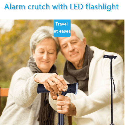 Collapsible Adjustable Height Cane With LED Light Alert Button Walking