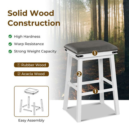 Set of 2 24/30 Inch Dining Bar Stool with Acacia Wood Frame