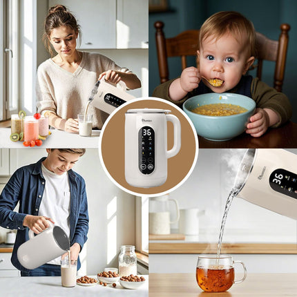 IAGREEA 8 in 1 Nut Milk Maker Machine Stainless Steel Lid BPA Free for