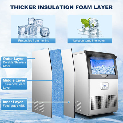 Commercial Ice Maker Machine, 90/110LBS/24H Under Counter Ice Maker,