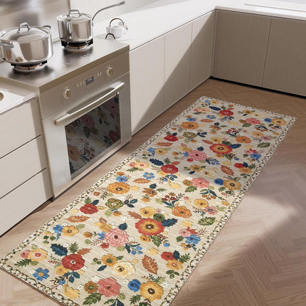 Washable Small Entryway Area Rugs: 2'x3' Floral Rug Non Slip Door Mat