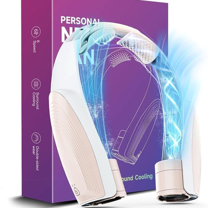 Portable Neck Fan with 6 Powerful Speeds, 8000mAh Battery Operated