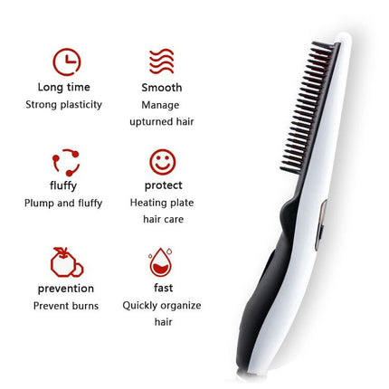Fast Heated Electric Straight Hair Comb Beard Straightner Brush Styler