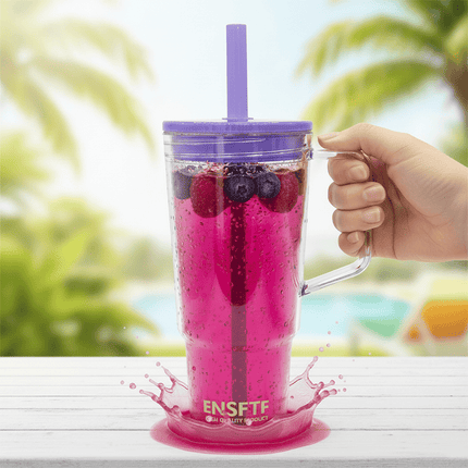40oz Tritan BPA-Free Large Tumbler with Straw & Handle Reusable Water