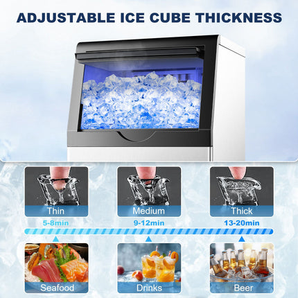 Commercial Ice Maker Machine, 90/110LBS/24H Under Counter Ice Maker,