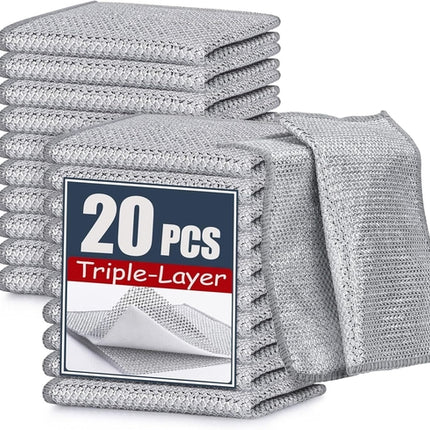 20 Pcs New Upgrade Steel Wire Dishcloth,Triple-Layer Steel Wire