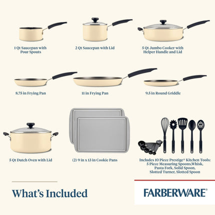 Easy Clean 22 Pcs Nonstick Cookware Set Includes Baking Pans and