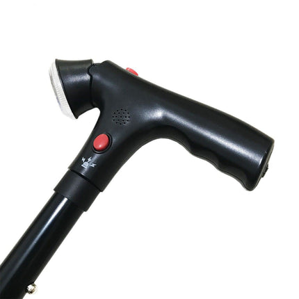 Collapsible Adjustable Height Cane With LED Light Alert Button Walking