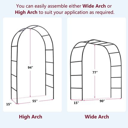 78"H x 45"W Metal Garden Arch Trellis; Adjustable Arbor Trellis for