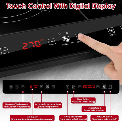 4000W Induction Cooktop Portable Double Induction Cooker Electric Dual