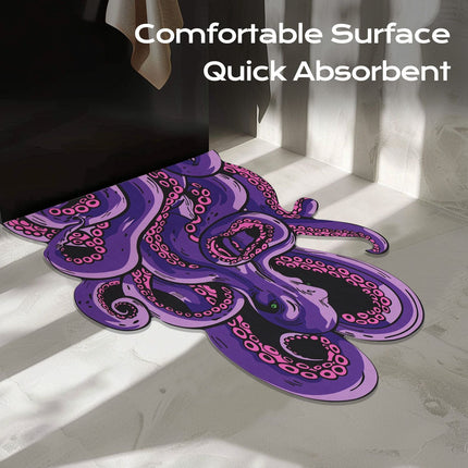 Octopus Bathroom Rug Non-Slip Mat -, Microfiber Absorbent Octopus Rug