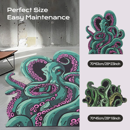 Octopus Bathroom Rug Non-Slip Mat -, Microfiber Absorbent Octopus Rug