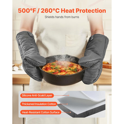 Oven Mitts, Mini Oven Mitt Set with Non-Slip Silicone Strips, High