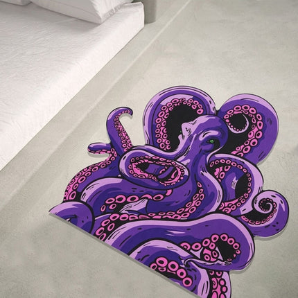 Octopus Bathroom Rug Non-Slip Mat -, Microfiber Absorbent Octopus Rug
