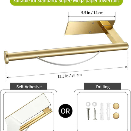 Paper Towel Holder Under Cabinet, Single Hand Operable Tearing Off