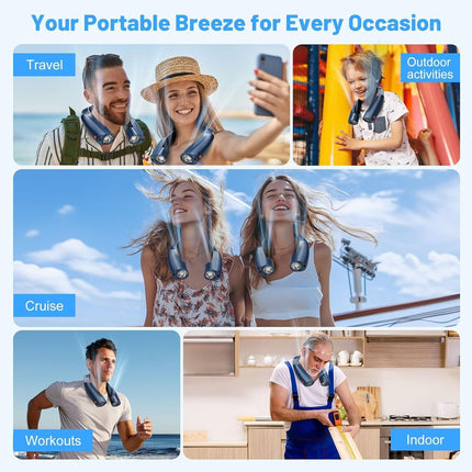 Portable Neck Fan with 6 Powerful Speeds, 8000mAh Battery Operated