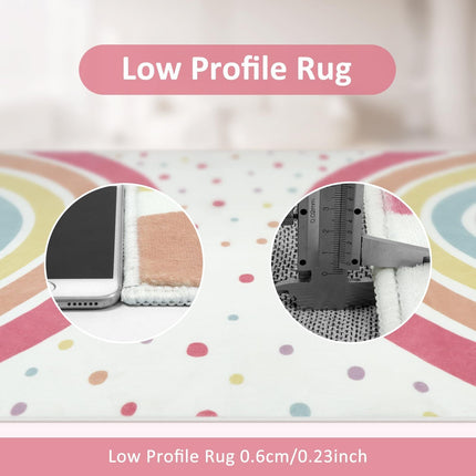 Washable Rainbow Rug for Girl Nursery, Small Rug 3X 5 Colorful Area