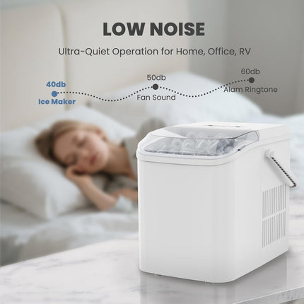 Countertop Ice Maker with Handle, 26lbs/24H Portable Ice Machine, 9