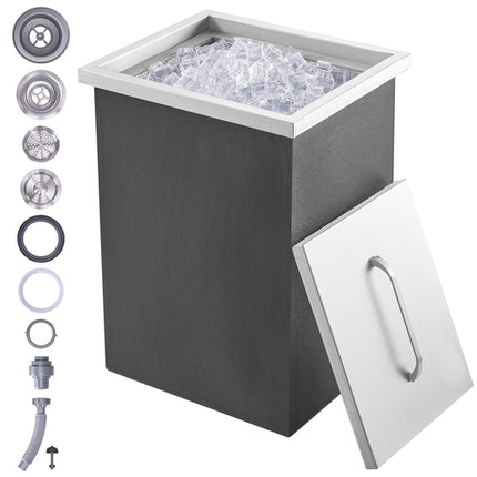 Drop in Ice Chest, 14"L x 12"W x 18"H Stainless Steel Ice Cooler,