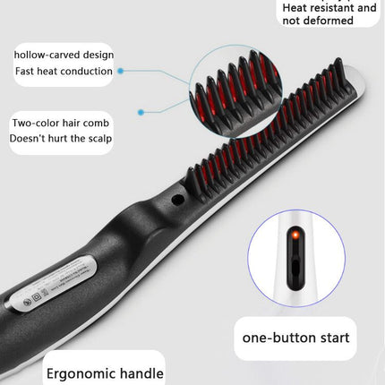 Fast Heated Electric Straight Hair Comb Beard Straightner Brush Styler
