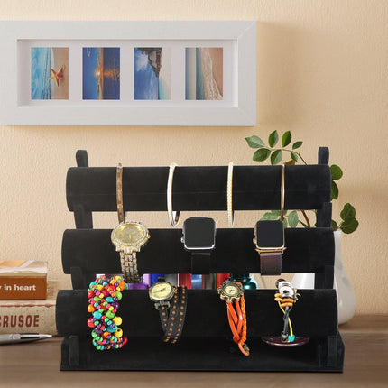 3-Tier Velvet Jewelry Stand Removable Bracelet Holder Watch Jewelry
