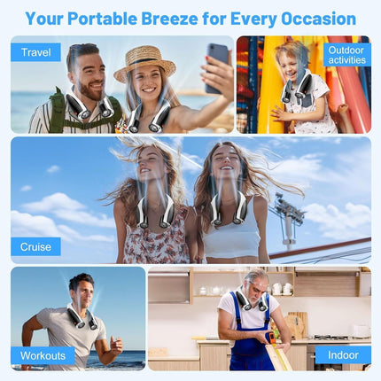 Portable Neck Fan with 6 Powerful Speeds, 8000mAh Battery Operated