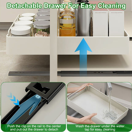 2Pcs Pull Out Cabinet Organizers Sliding Shelf Spice Rack Carbon Steel