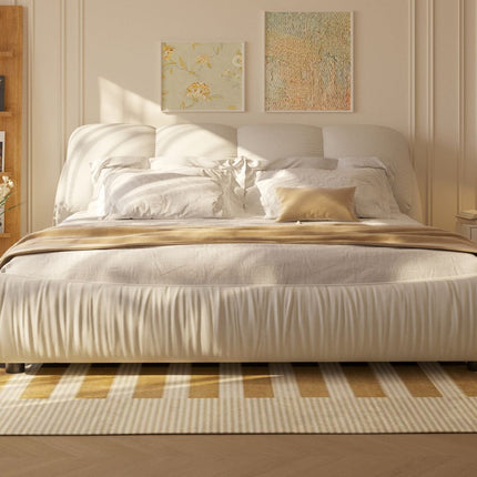 King Size Luxury Upholstered Platform Bed with Oversized Padded