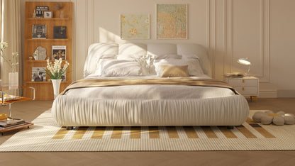 King Size Luxury Upholstered Platform Bed with Oversized Padded