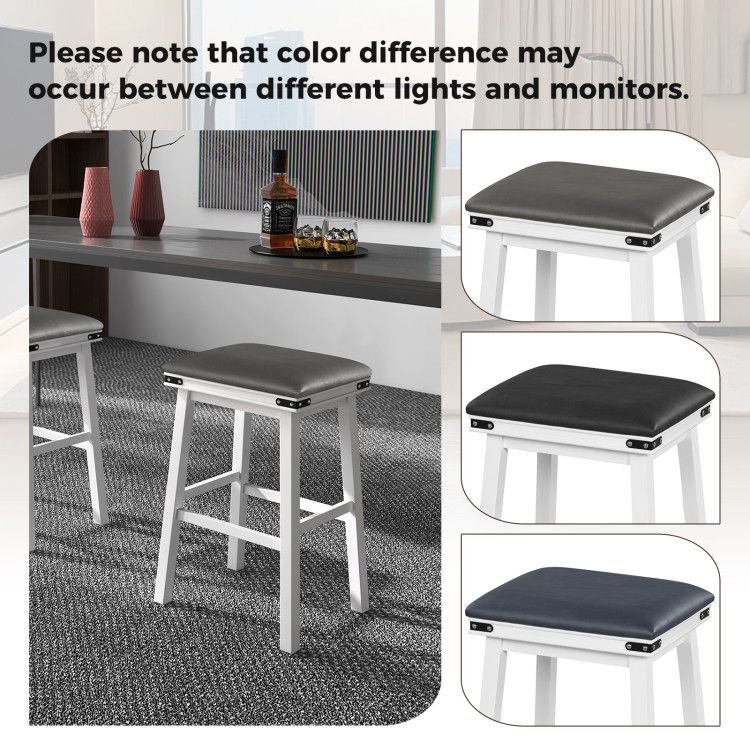 Set of 2 24/30 Inch Dining Bar Stool with Acacia Wood Frame