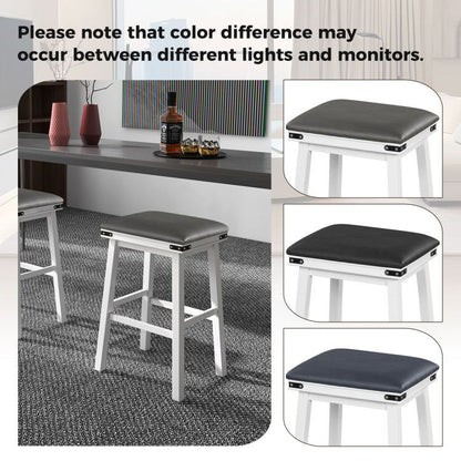 Set of 2 24/30 Inch Dining Bar Stool with Acacia Wood Frame