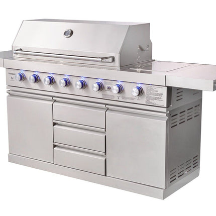 Large 8-Burner Outdoor BBQ Grill, 304 Food-Grade Stainless Steel,